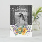 サンフラワーIIラベンダーフォト素朴ブライダルシャワー 招待状 (スタンド正面)