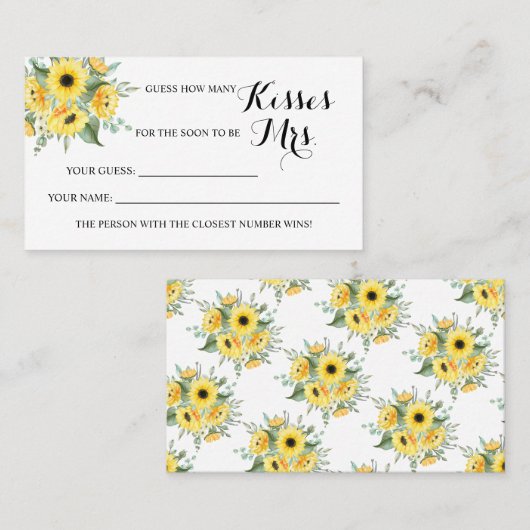 サンフラワーMrs.シャワーゲームキスの数 プレイスカード (正面/裏面)