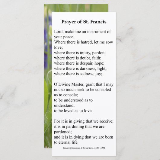 サンフランシスオブアッシジ祈りの言葉カード (正面/裏面)