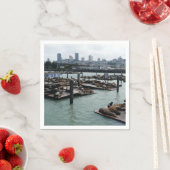 サンフランシスコとピア39シーライオンズシティスカイライン スタンダードカクテルナプキン (インサイチュ)