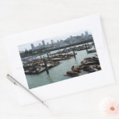 サンフランシスコとピア39シーライオンズシティスカイライン 長方形シール (封筒)