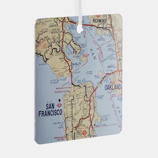 サンフランシスコのエリアマップ メタルオーナメント (正面右)