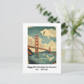 サンフランシスコのオーダーメイド新年カード シーズンポストカード (スタンド正面)