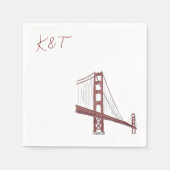 サンフランシスコのカクテル、ゴールデンゲート結婚ブリッジ スタンダードカクテルナプキン (正面)