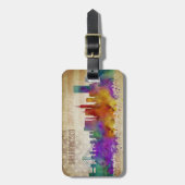 サンフランシスコのカリフォルニア|の水彩画都市スカイライン ラゲッジタグ (正面縦)