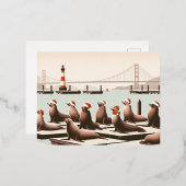 サンフランシスコのクリスマスポストカード | ゴールデンゲート 箔シーズンポストカード (正面/裏面)