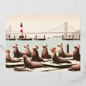 サンフランシスコのクリスマスポストカード | ゴールデンゲート 箔シーズンポストカード (正面)