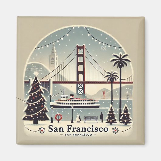サンフランシスコのクリスマス – ゴールデンゲートブリッジ マグネット (正面)