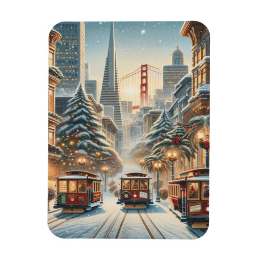 サンフランシスコのクリスマス - ゴールデンゲート マグネット (縦)