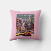 サンフランシスコのケーブルカーのヴィンテージ旅行ポスター クッション (裏面)