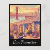 サンフランシスコのケーブルカーゴールデンゲートブリッジ ポストカード (正面)