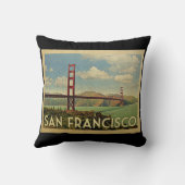 サンフランシスコのゴールデンゲートブリッジのヴィンテージ旅行 クッション (裏面)