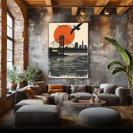 サンフランシスコのシルエット – ゴールデンゲート反射 ポスター