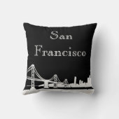 サンフランシスコのスカイラインのシルエットの前部X線の背部 クッション (裏面)