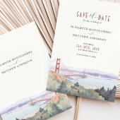 サンフランシスコのスカイラインの水彩保存日 招待状