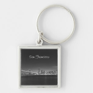 サンフランシスコのスカイラインの白黒の写真Keychain キーホルダー