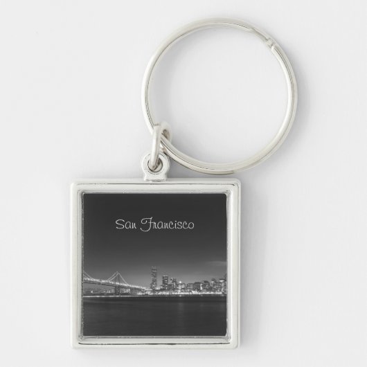 サンフランシスコのスカイラインの白黒の写真Keychain キーホルダー (正面)