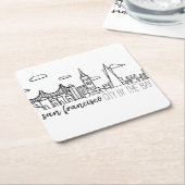 サンフランシスコのスカイライン スクエアペーパーコースター (アングル)