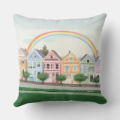 サンフランシスコのパステルカラーのペイントド・レディース クッション (裏面)