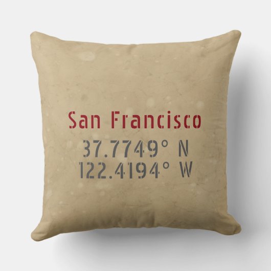 サンフランシスコのマップ座標アーバン装飾用クッション クッション (裏面)