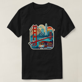 サンフランシスコのランドマークゴールデンゲートケーブルカー Tシャツ