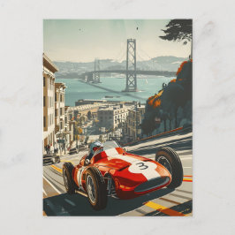 サンフランシスコのヴィンテージレーシングカー ポストカード