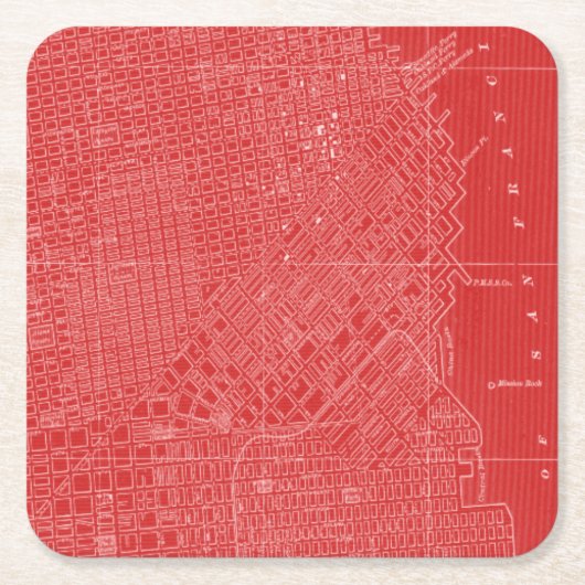 サンフランシスコの写実的な地図 スクエアペーパーコースター (正面)