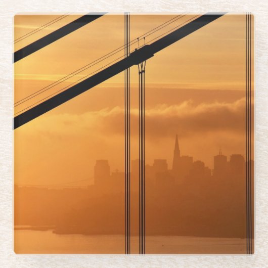 サンフランシスコの前のゴールデンゲートブリッジ ガラスコースター (正面)