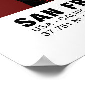 サンフランシスコの地図ポスター – カリフォルニア赤地図 ポスター (角)