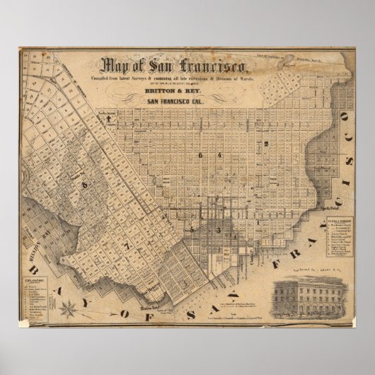 サンフランシスコの地図 ポスター (正面)