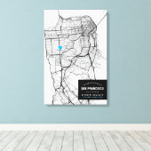 サンフランシスコの地図+場所を示す キャンバスプリント (インサイチュ (ウッドフロア))