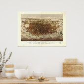 サンフランシスコの地図、鳥瞰図、1878年 ポスター (キッチン)