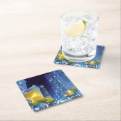 サンフランシスコの夜遊びの市場の紙のコースター スクエアペーパーコースター (インサイチュ)