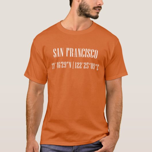 サンフランシスコの座標ギフト Tシャツ (正面)