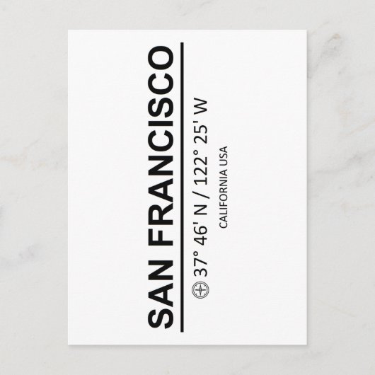 サンフランシスコの座標 ポストカード (正面)