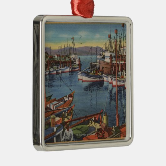 サンフランシスコの漁師のカリフォルニアの漁船隊 メタルオーナメント (右)