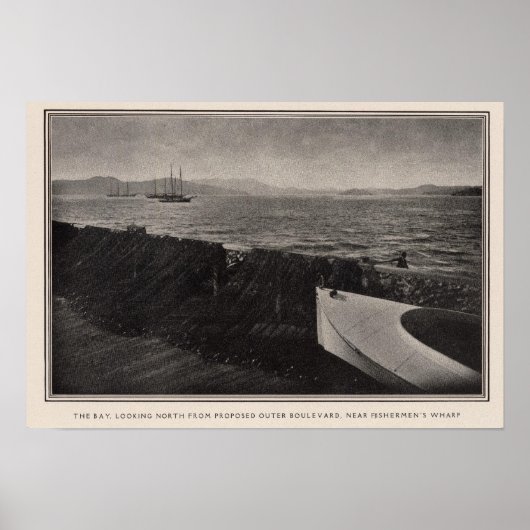 サンフランシスコの漁師埠頭近くの湾 ポスター (正面)