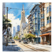 サンフランシスコの美しいペンとインクのスケッチ