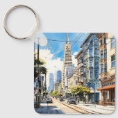 サンフランシスコの美しいペンとインクのスケッチ キーホルダー (正面)