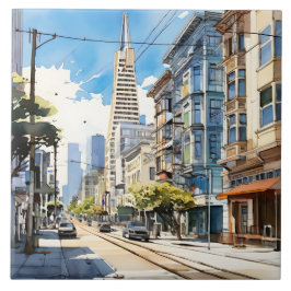 サンフランシスコの美しいペンとインクのスケッチ タイル