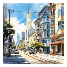 サンフランシスコの美しいペンとインクのスケッチ フォトプリント           