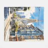 サンフランシスコの美しいペンとインクのスケッチ フリースブランケット (正面(横))