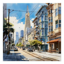 サンフランシスコの美しいペンとインクのスケッチ