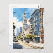 サンフランシスコの美しいペンとインクのスケッチ ポストカード (正面/裏面)