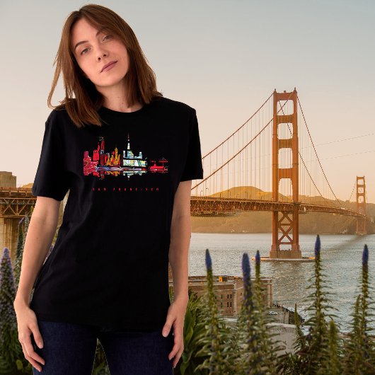 サンフランシスコの街の橋の夕焼けの旅のTシャツ Tシャツ