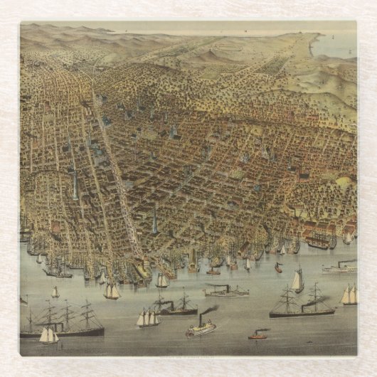 サンフランシスコの鳥目眺め ガラスコースター (正面)