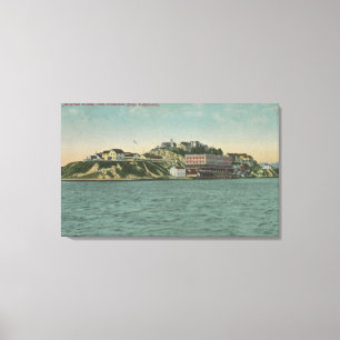 サンフランシスコのCAAlcatrazの島の刑務所の眺め キャンバスプリント