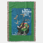サンフランシスコのCaliforniaFishermanの波止場 スローブランケット (正面縦)