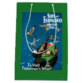 サンフランシスコのCaliforniaFishermanの波止場 ミディアムペーパーバッグ (裏面)