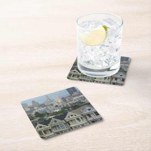 サンフランシスコはがきロウシティシーン写真 スクエアペーパーコースター (インサイチュ)